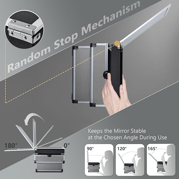 Joligrace Makeup Train Case Makeup Case Organizer Portable Cosmetic Box Storage with 2 Trays Mirror Locking with Keys Make Up Travel Case Nail Kits Traveling Makeup Box Iron Grey