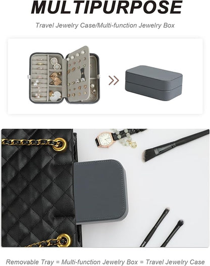Travel Jewelry Case Large, Jewelry Box Large Jewelry Travel Organizer Jewelry Case with Handle, Best Gift for women Girls, Grey