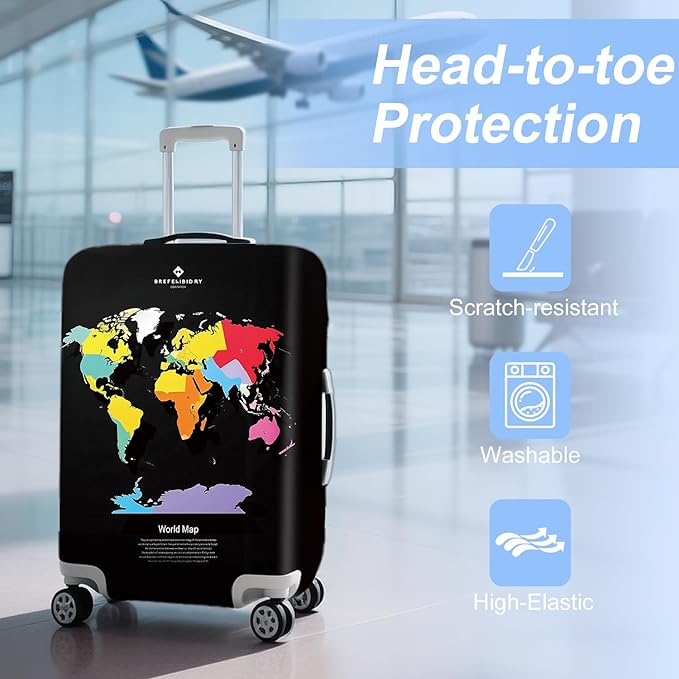 ANNA QUEEN Travel Luggage Cover Suitcase Protector Suitcase Cover Anti-Scratch,Stretchable Bag Cover Washable Durable Polyester with Elastic Hem with Zipper Closure