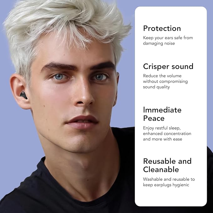 Ear Plugs for Sleeping Noise Cancelling, Ultra-Soft Silicone Ear Plugs for Sleep, 45dB Reusable Noise Cancelling Ear Plug Hearing Protection for Study/Work/Concert, EarPlugs with Case & 8 Eartips