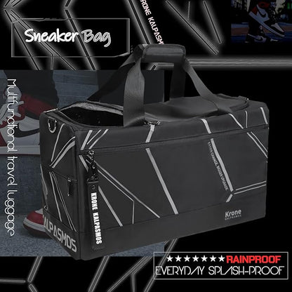 Sneaker Bag, Sport Duffel Bag for Men Women, Gym Bag, Gear Bag, Krone Kalpasmos Versatile Travel Duffel Bag with 3 Removable Dividers, Designer Collection