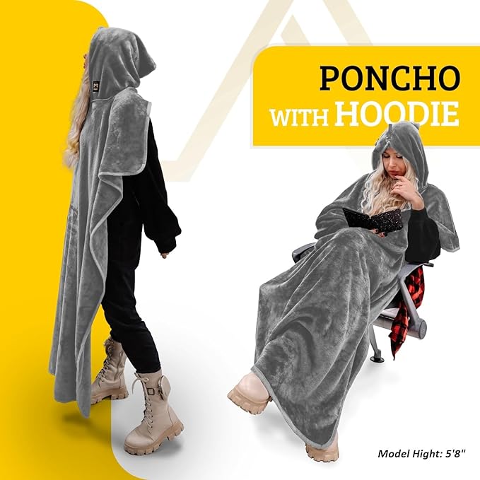 Travel Blanket Airplane Compact with Hoodie – 2in1 Airplane Travel Accessories from Plane Blanket to Travel Pillow with Luggage Strap, Soft Handle & Secure Pocket