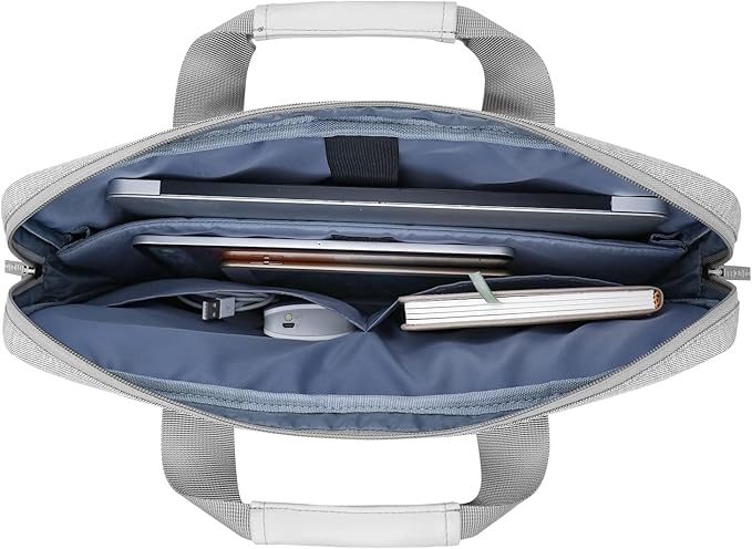 MOSISO Laptop Shoulder Bag 15.6 inch, 15-15.6 inch Computer Bag Compatible with MacBook Pro 16 inch, HP, Dell, Lenovo, Notebook with 2 Raised&1 Flapover&1 Horizontal Pocket&Handle&Belt, Gray