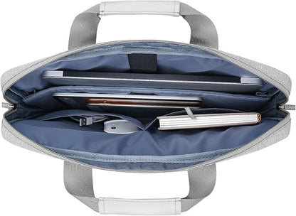 MOSISO Laptop Shoulder Bag 15.6 inch, 15-15.6 inch Computer Bag Compatible with MacBook Pro 16 inch, HP, Dell, Lenovo, Notebook with 2 Raised&1 Flapover&1 Horizontal Pocket&Handle&Belt, Gray