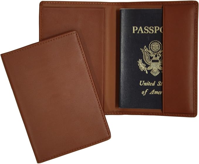 Royce Leather RFID Blocking Passport Travel Document Organizer in Leather, Tan, One Size