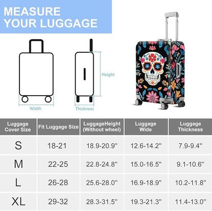 ANNA QUEEN Halloween Skulls Travel Luggage Cover Suitcase Protector Suitcase Cover Halloween Decorations Anti-Scratch,Stretchable Bag Cover Washable Durable Polyester