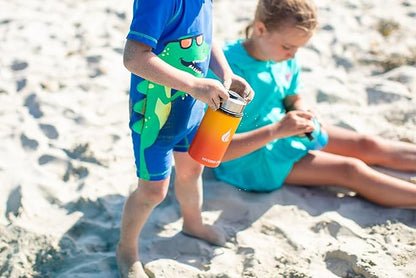 HYDRO CELL Stainless Steel Insulated Water Bottle with Straw - For Cold & Hot Drinks - Metal Vacuum Flask with Screw Cap and Modern Leakproof Sport Thermos for Adults (Red/Orange 14oz)