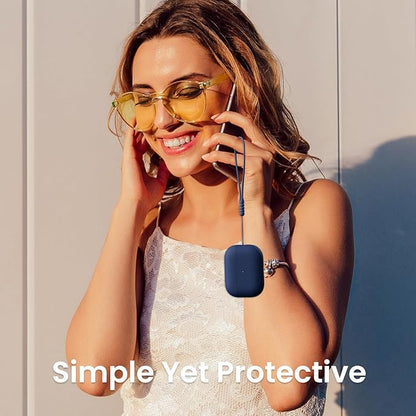 ORNARTO Compatible with AirPods Pro 2 Case 2022, Full Protective Hybrid Silicone for AirPods Pro 2nd Generation Case, Front LED Visible Skin Cover-Navy Blue