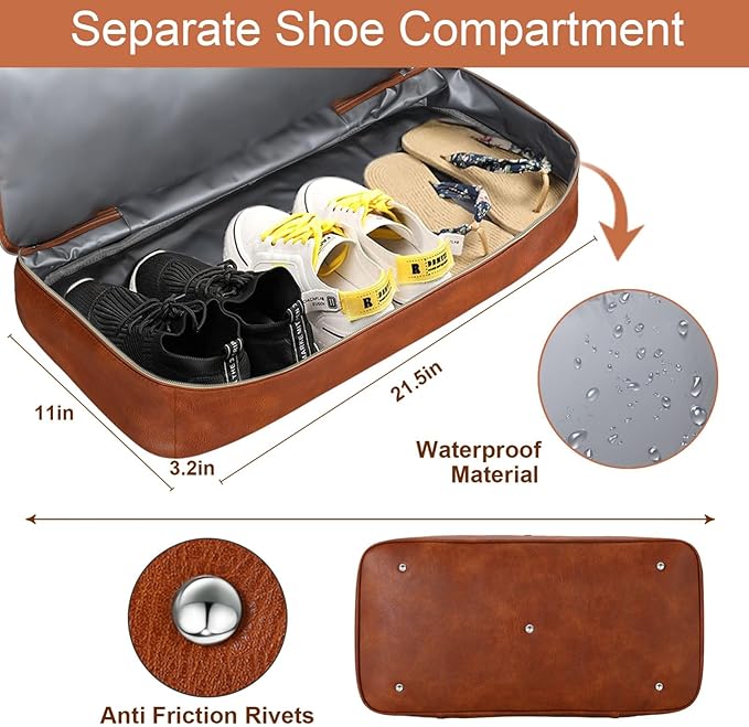 Weekender Bag for Women, Travel Duffel Bag Carry On Overnight Bag with Shoe Compartment Large Nylon Travel Weekend Tote Bag