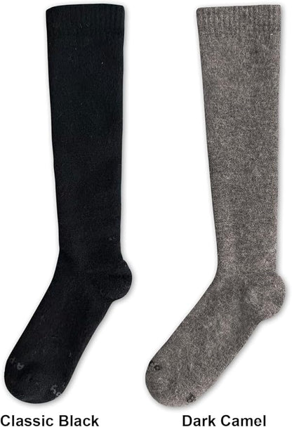 Alpaca Wool Heavyweight Knee High Compression Socks, Thick Winter Thermal Warm Soft Circulation Travel Flying