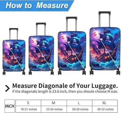 Luggage Cover Protector for 26-28 Inch Suitcases, TSA Approved Elastic Travel Suitcase Covers, Anti-Scratch Washable Luggage Sleeve for Carry On & Checked Bags, Pirate Ship