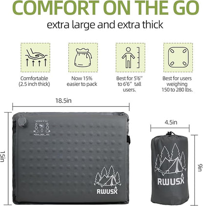 Inflatable Stadium Seat Cushion, Portable Self Inflating Outdoor Seat Cushion for Stadium, Airplane, Travel, Camping, Car & Office