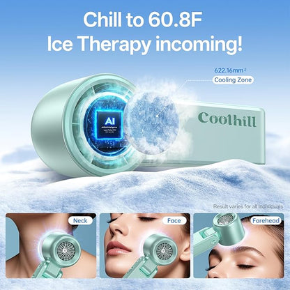 Handheld Portable Fan with Ice Cooler: 100-Speed 5500mAh Rechargeable Handheld Fan, 12H Time Hand Cooling Personal Fans with 20000 RPM Air Turbo Tech for Travel Outdoor (Green)