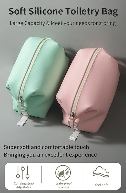 6"x 11" 6L Large Silicone Toiletry Bag,Waterproof Leakproof Foldable Travel Organizer,Dopp Kit Alternative for Men & Women,Turquoise Blue