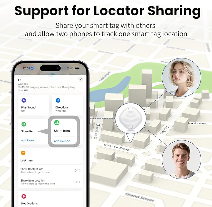 Air Tracker Tags-4 Pack, Smart Bluetooth Tracker Works with Apple Find My (iOS Only), Tracking Tag with Lanyard, Item Finder for Luggage, Key, Suitcases, Replaceable Battery(Not for Android Devices)