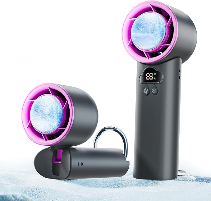 [2025 Upgrade Portable Cooler Handheld Fan, [Coldest Turbo Hand Fan] 15000RPM 24H Max Cooling Time Highly Speed (1-100) Hand Fan, Collapsible Mini Small for Travel, Office (Grey)