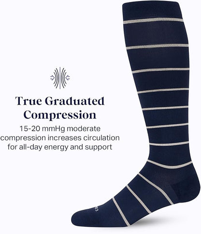 Comrad Nylon Knee High Socks - 15-20mmHg Graduated Compression Socks - Soft & Breathable Support Unisex Socks