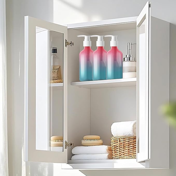 12 Pieces Empty Clear Gradient Color Pump Bottle, 8.4 oz Refillable Plastic Dispenser Bottles with Pump, Travel Lotion Container for Shampoo Hand Body Soap Oil Massage Moisturizer Face Cream Liquid