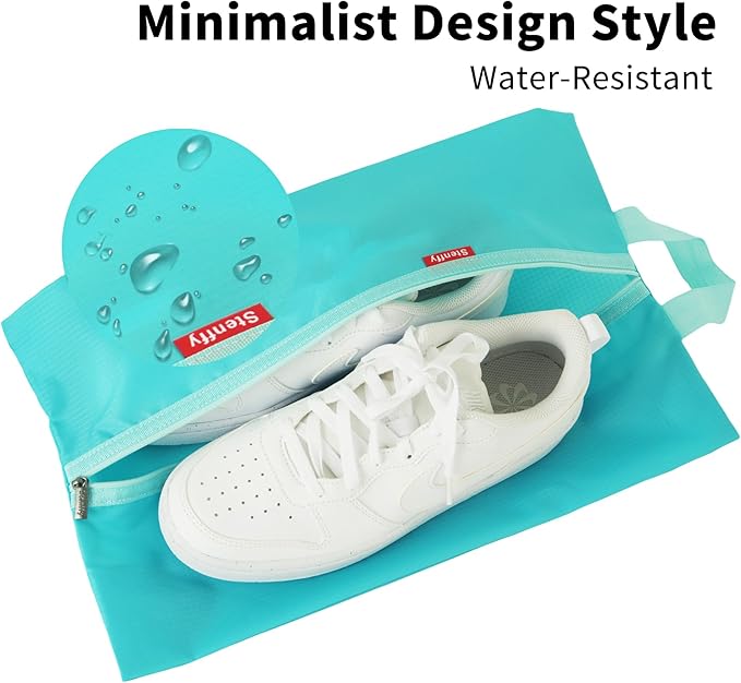 6pcs Portable Shoe Organizer, Travel Pouches with Zipper, Golf Shoe Bags, Clothes Bags, Soccer Cleats Bag Shoe Pouch for Gym, Waterproof, Odor-Resistant (Blue)