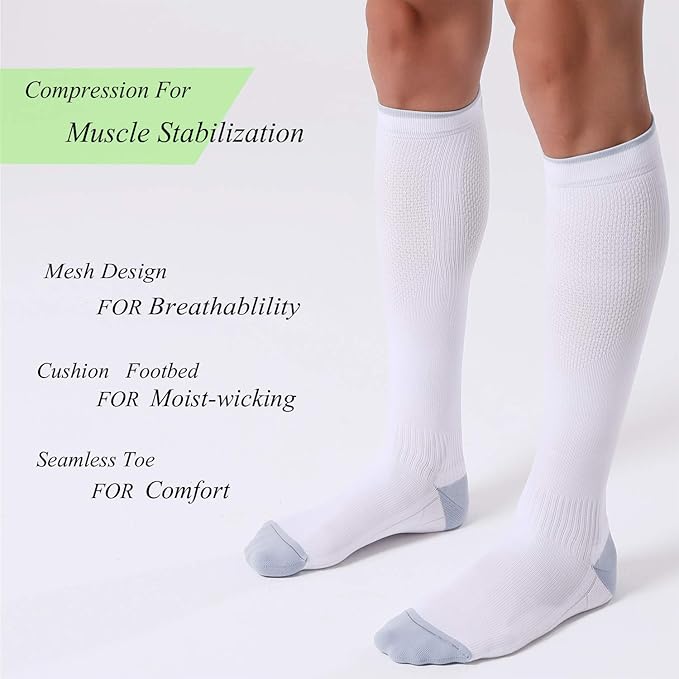 FITRELL 3 Pairs Compression Socks for Women and Men 20-30mmHg-Circulation Support Socks
