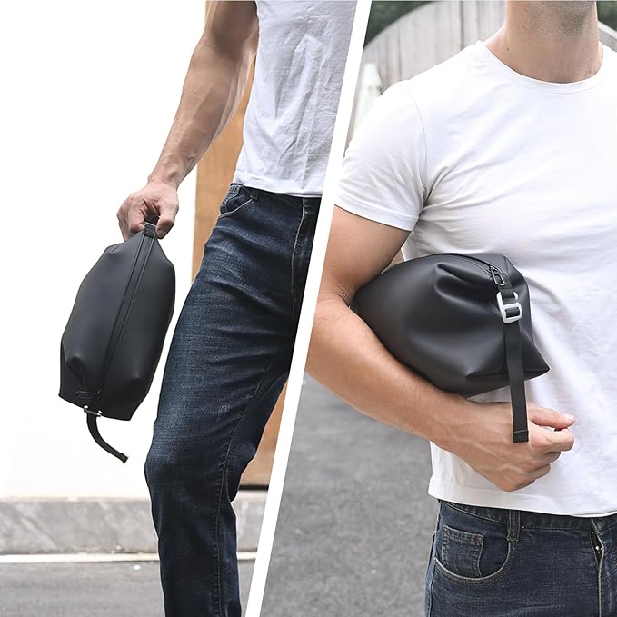 6"x 9.84" 4.5L Large Silicone Toiletry Bag,Waterproof Leakproof Foldable Travel Organizer,Dopp Kit Alternative for Men & Women,Black