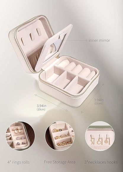 S.Leaf Travel Jewelry Organizer Boxes for Women Small Portable Necklace Earrings Bracelet Rings Travel Case Best Friend Birthday Gifts for Women Trendy (Butterfly_Beige_Gray)