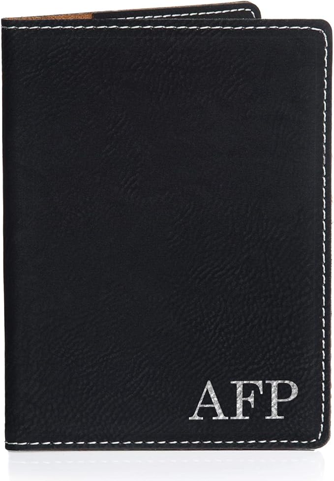 Lifetime Creations Monogrammed Passport Cover - Black, Passport Cover with Initials, Passport Holder Passport Case
