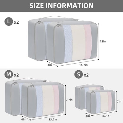 BAGAIL 6 Set/8 Set/10 Set Packing Cubes Various Sizes Packing Organizer for Travel Accessories Luggage Carry On Suitcase