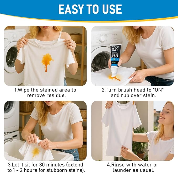 Bleach Pen for Clothing, 10.5 fl oz Stain Remover Pen for Whites & Colors, Portable Bleach Stick Stain Remover Gel for Travel & Home Use, Instantly Remove Stains Pen (Fresh Scent)