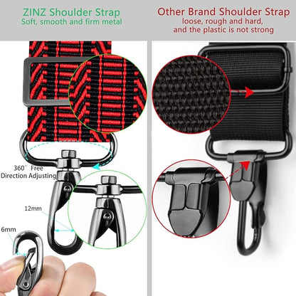 Shoulder Strap 78" Universal Handbag Strap with Ultra-thick Fixed Padded and Dual Balanced Adjustable Buckles Shoulder Crossbody Strap for Briefcase Messenger Bag Laptop bag Luggage，Bk&Red Jacquard