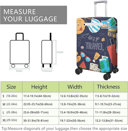 World Landmarks Travel Luggage Cover, Travel-Themed Suitcase Protector Stretchable, Washable Travel Suitcase Cover (S for 18-20 Inch Luggage)