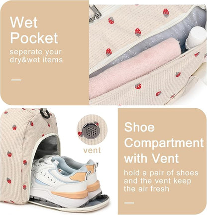 BLUBOON Duffle Bag Girls Kids Cute Gym Bag with Shoes Compartment & Wet Separation Waterproof Sports Overnight Travel Bag