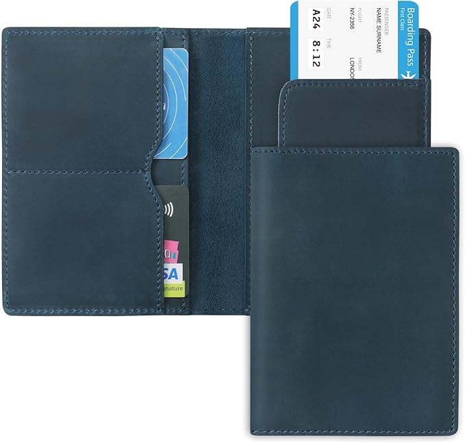 Jack&Chris Leather Passport Holder, Handmade Passport cover, Travel Wallet Cover Case for Men and Women, Leather Travel Documents Organizer Protector, JC107