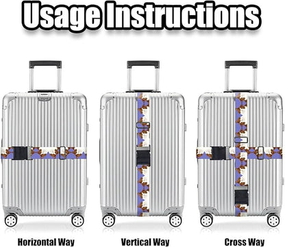 Nuxovilar Luggage Straps of 2 Set Brown and White Cats Repeating Pattern, Durable Material 1.96 * 70.86 Inches for Suitcases,Travel Accessories for 22-28 Inch Luggage, Perfect for Pet Lovers,Leisure