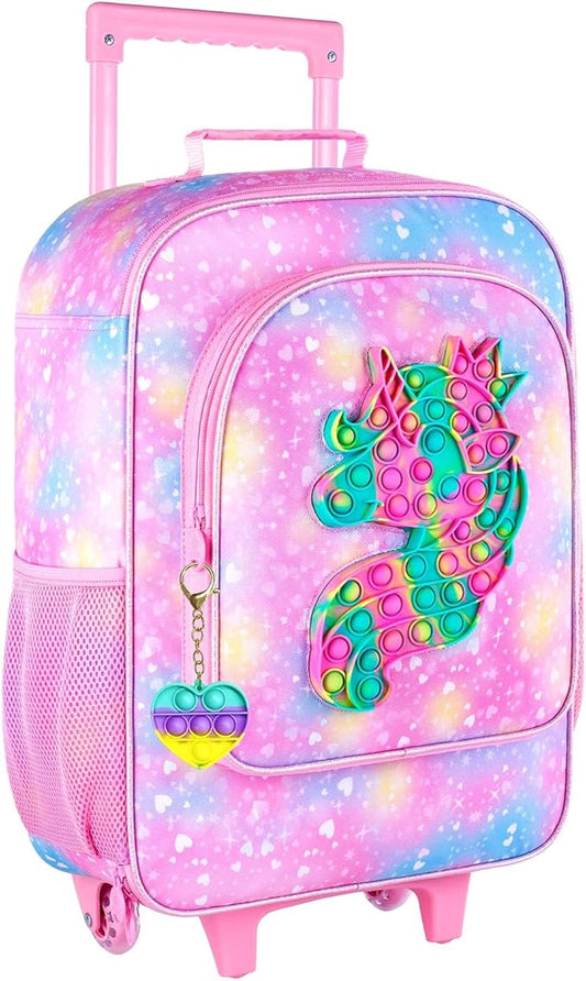 Kids Suitcase with Wheels for Girls and Boys, Rolling Carry on Luggage for Toddler Children