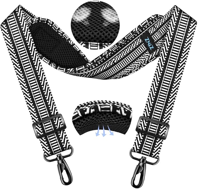 ZINZ 79.5" Universal Strap with Ultra-Thick Fixed Breathable Pad - Adjustable Heavy-Duty Shoulder Strap for Laptop, Crossbody, Luggage, Gym, Camera Bag and More - TH01B03