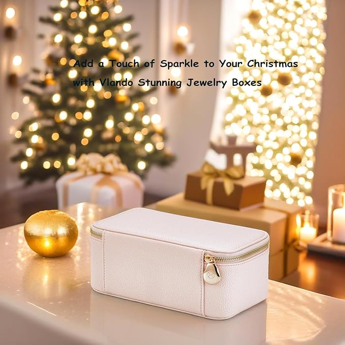 Vlando Travel Jewelry Box Organizer - 12 Small Velvet Zipped Pouches Pockets for Jewelries Necklaces Rings Earrings Sorting Storage, Rosy Mauve