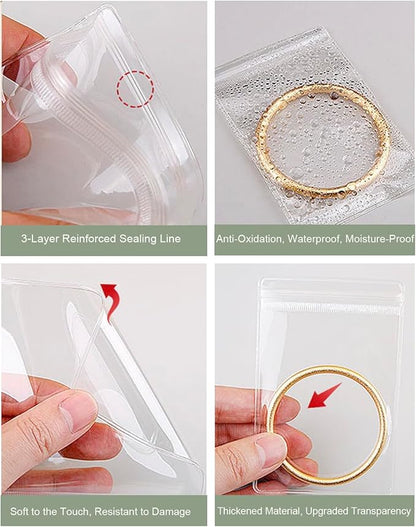 2 Pack 4 In 1 Acrylic Jewelry Organizers and Storage with 120 Portable Anti Tarnish Jewelry Bags, Clear Jewelry Box Organizer, Travel Jewelry Case for Earrings/Rings/Necklaces for Women Girls