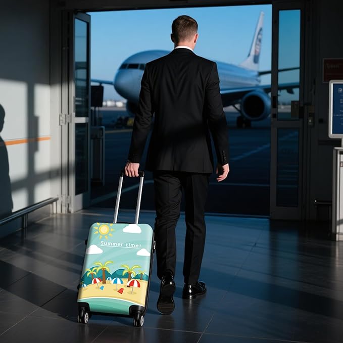 WUJIAONIAO Travel Luggage Cover Baggage Suitcase Cover Protector Skins 18-32 Inch (Beach, M (for 22-24 inch luggage))