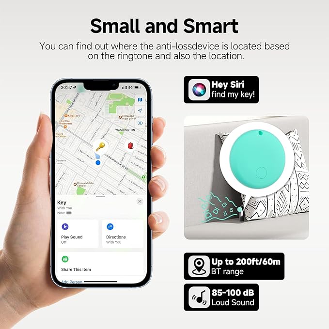 JTD Air Tracker Tags 4 Pack for Find My, 2025 Upgraded with IP68 Waterproof Item Finder with Left-Behind Alert, 4 Colors for Keys, Luggage, Backpack, Wallet. iOS Only.