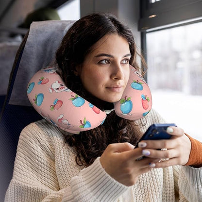 Funny Neck Pillow Support for Car Flight Rest Cute Pink Pig, Memory Foam U Shaped Decor Head Cushion for Home Outdoors Travel