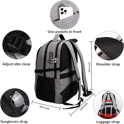 SHRRADOO Anti Theft Laptop Backpack Travel Backpacks with usb Charging Port for Women Men High School College Backpack Computer Bag Fits 17 Inch Laptop,Black