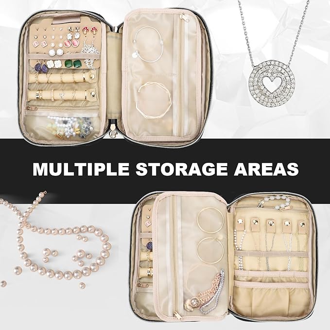 emissary Jewelry Organizer Case Travel Jewelry Storage Bag for Necklace, Earrings, Rings, Bracelet, Jewelry Storage, Earring Storage, Necklace Storage, Pouch Bag Luggage Accessories for Travel (Black)