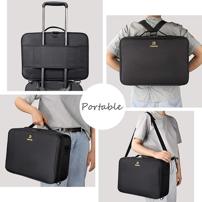 Relavel Travel Makeup Train Case Cosmetic Case Organizer Portable Artist Storage Bag with Adjustable Dividers for Cosmetics Makeup Brushes Toiletry Jewelry Digital Accessories