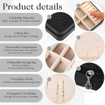 MAQUITA 12 Pcs Mini Travel Jewelry Case Bridesmaid Proposal Gift Boxes Small Jewelry Organizer PU Leather Earring Organizer Box Bulk Travel Accessories Portable Travel Jewelry Holder, Black