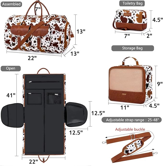 Garment Duffel Bag for Travel - Convertible Carry on Garment Duffel Travel Bag for Women Men Large Weekender Bag with Shoes Pouch 2 in 1 Hanging Suit Travel Duffel Bag 3pcs Set