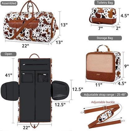 Garment Duffel Bag for Travel - Convertible Carry on Garment Duffel Travel Bag for Women Men Large Weekender Bag with Shoes Pouch 2 in 1 Hanging Suit Travel Duffel Bag 3pcs Set