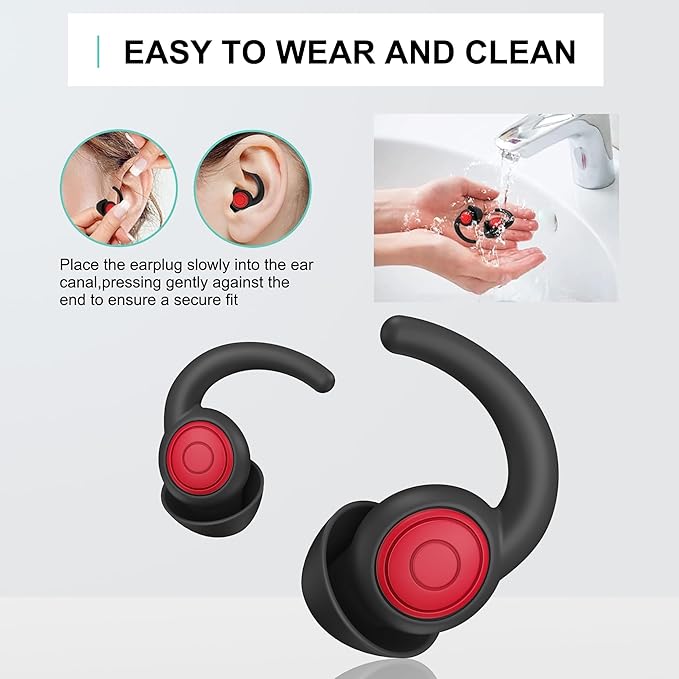 Ear Plugs for Sleeping, Noise Reduction Reusable Earplugs for Sleep, Hearing Protection Soft Comfy Silicone Ear Plugs for Concerts, Focus, Travel, Work, 33dB Noise Cancelling