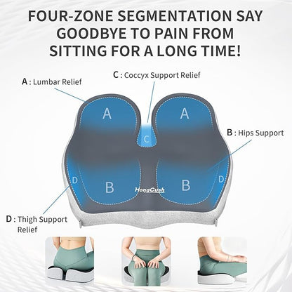 Seat Cushion Extra Thick Premium Memory Foam for Office Chair & Car, Pain Relief for Sciatica Tailbone Back, Orthopedic Comfort