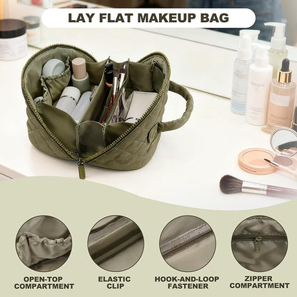 Makeup Bag,Quilted Puffer Cosmetic Bags,Travel Toiletry Bag for Women,Large Capacity Waterproof Make up Bag Set